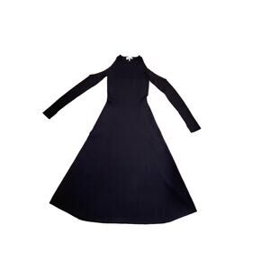 GANNI Ribbed Knit Cutout Midi Sweater Dress Black Size Small